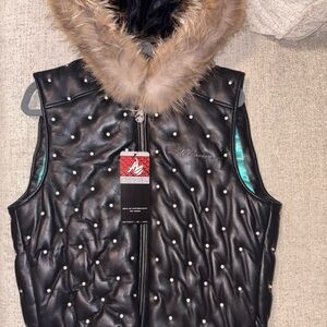 Al Wissam Studded Sophisticated Leather Vest Size XL